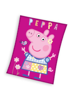 KOC KOCYK POLAROWY 110x140 PLED ŚWINKA PEPPA RÓŻ