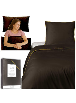 KOMPLET POŚCIELI PURE 140x200 MAKOSATYNA ESPRESSO