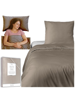 KOMPLET POŚCIELI PURE 140x200 MAKOSATYNA TAUPE