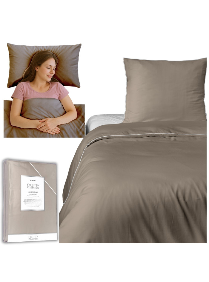 KOMPLET POŚCIELI PURE 140x200 MAKOSATYNA TAUPE