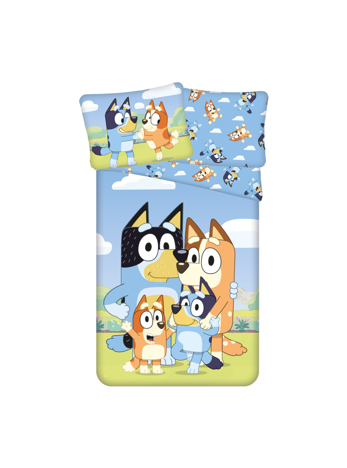 POŚCIEL BLUEY 140x200 BLUE I BINGO Z RODZINĄ BL-03