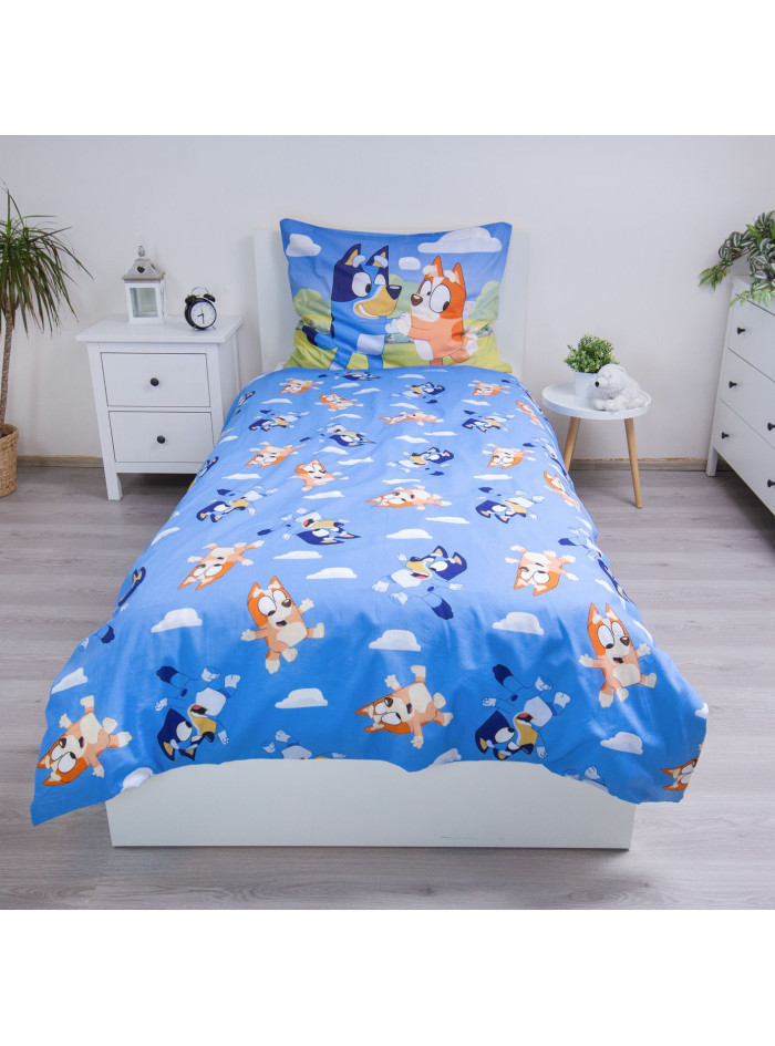 POŚCIEL BLUEY 140x200 BLUE I BINGO Z RODZINĄ BL-03