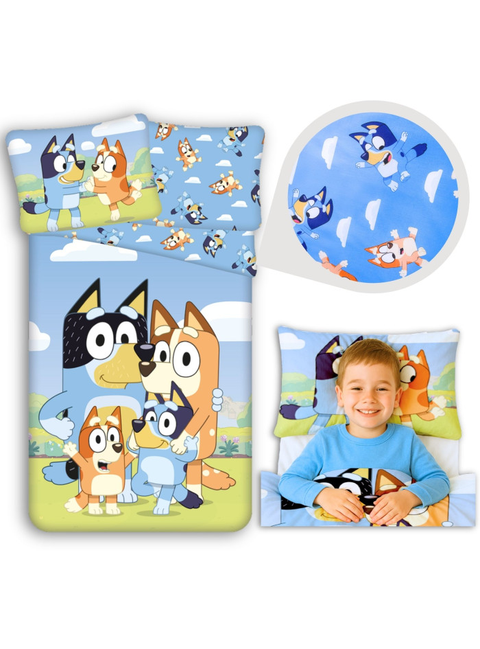 POŚCIEL BLUEY 140x200 BLUE I BINGO Z RODZINĄ BL-03