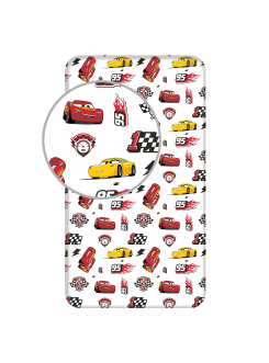 PRZEŚCIERADŁO Z GUMKA 90x200 AUTA ZYGZAK MCQUEEN BIAŁE