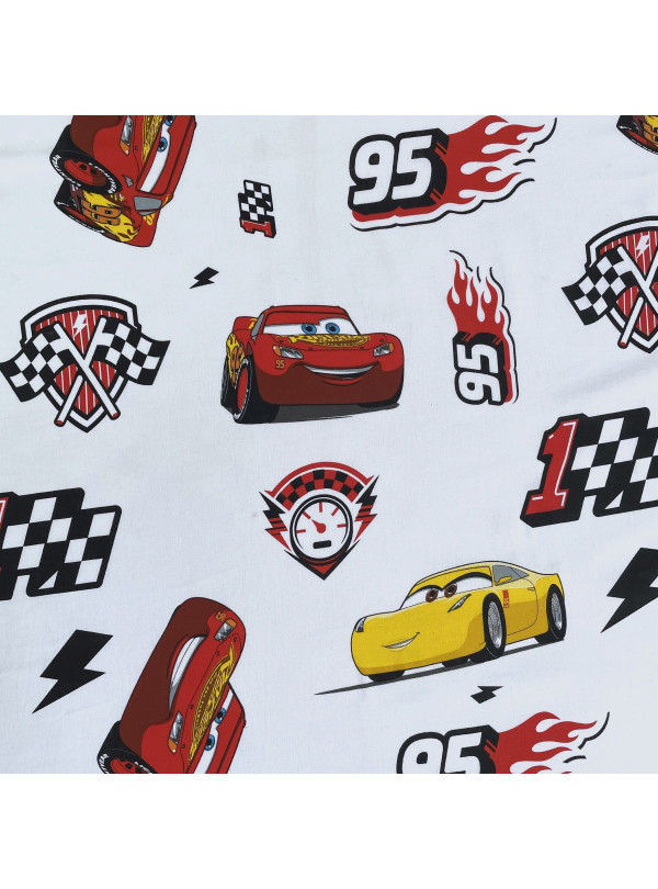 PRZEŚCIERADŁO Z GUMKA 90x200 AUTA ZYGZAK MCQUEEN BIAŁE