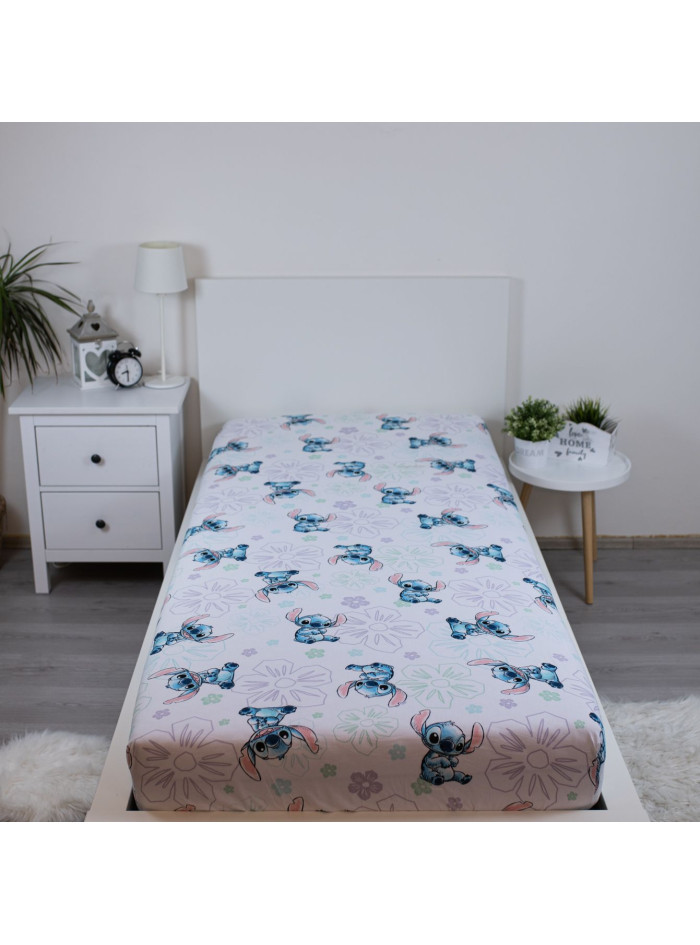 PRZEŚCIERADŁO Z GUMKA 90x200 LILO I STITCH BIAŁE LS_64