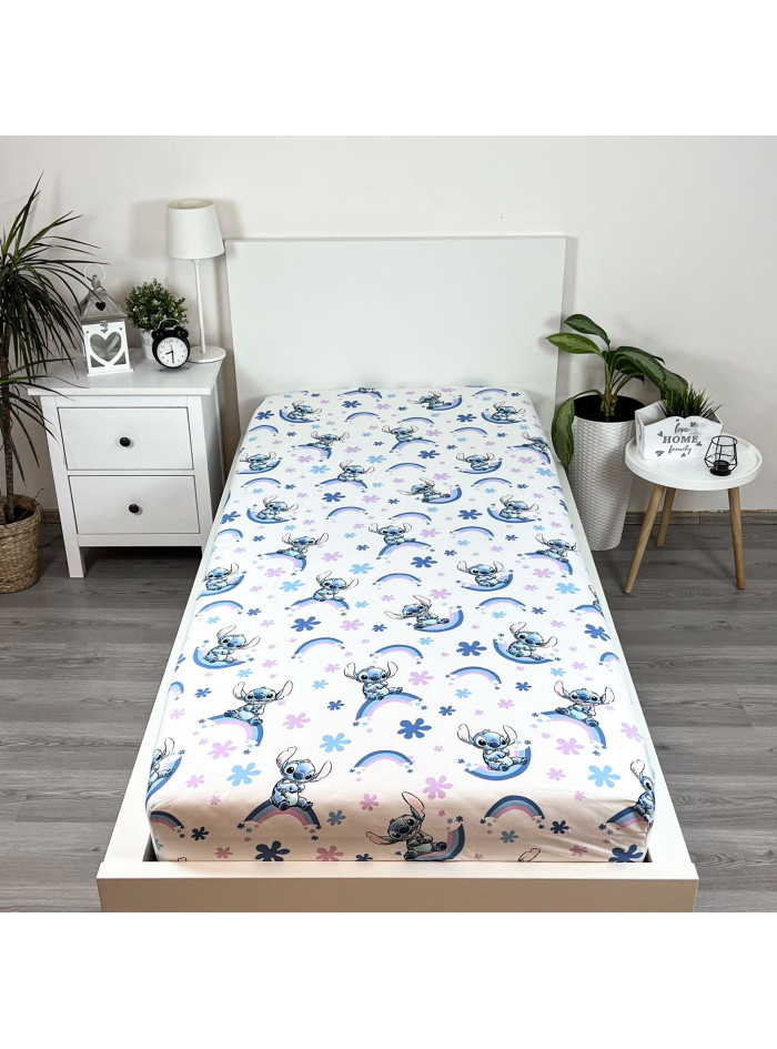 PRZEŚCIERADŁO Z GUMKA 90x200 LILO I STITCH TĘCZA LS_65