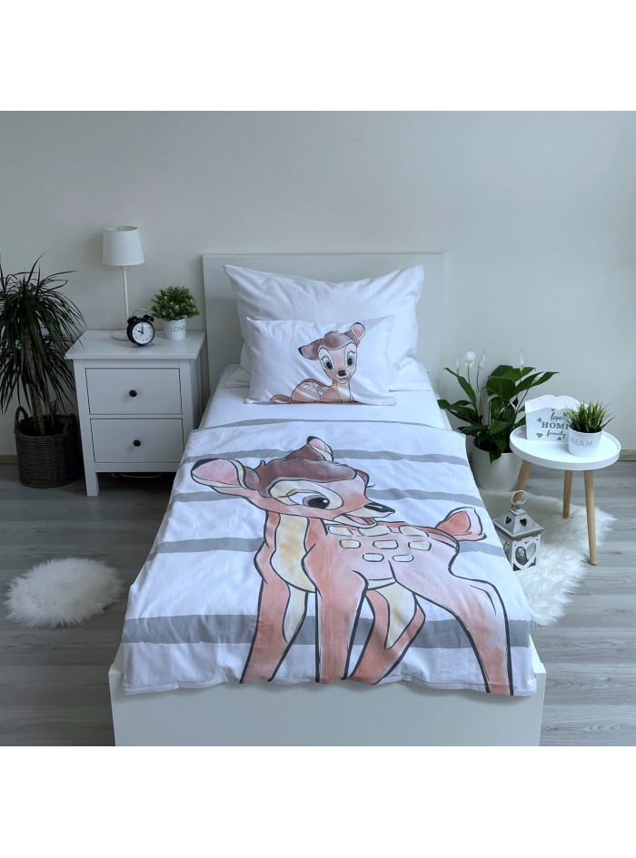 POŚCIEL DO ŁÓŻECZKA 100x135 JELONEK BAMBI W PASY