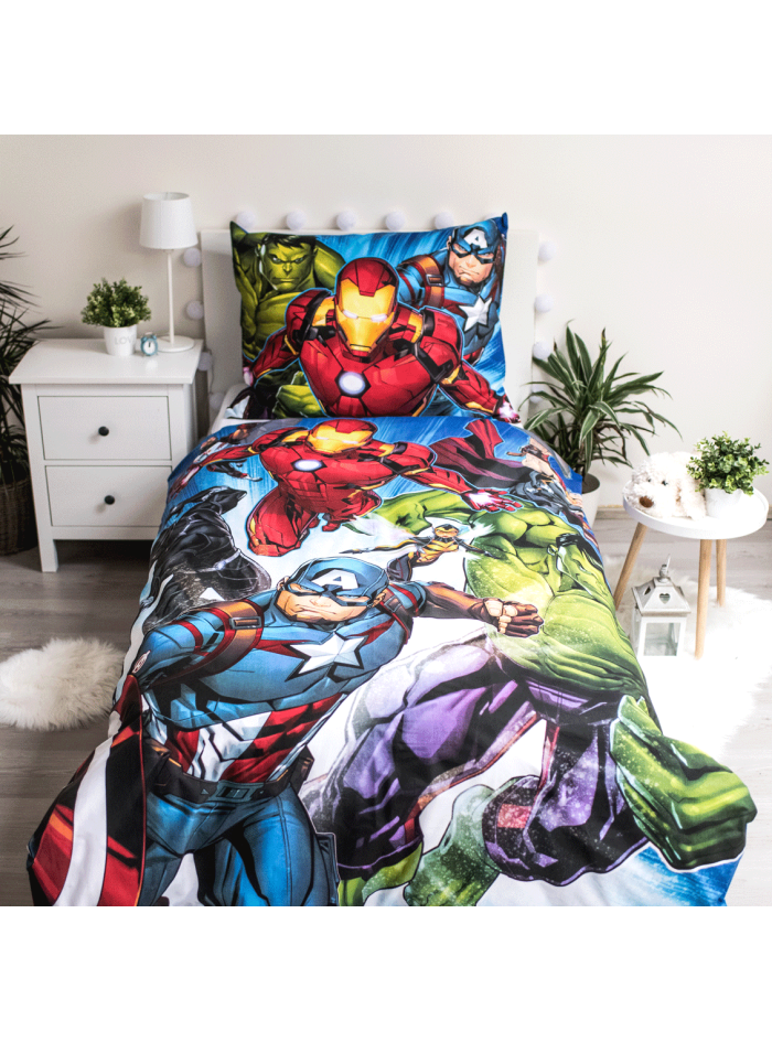 POŚCIEL 140x200 AVENGERS IRON MAN HULK THOR KAPITAN AMERYKA CZARNA PANTERA