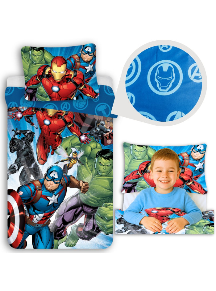 POŚCIEL 140x200 AVENGERS IRON MAN HULK THOR KAPITAN AMERYKA CZARNA PANTERA