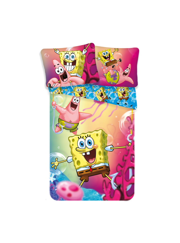 POŚCIEL BAWEŁNIANA 140x200 SPONGEBOB KANCIASTOPORTY