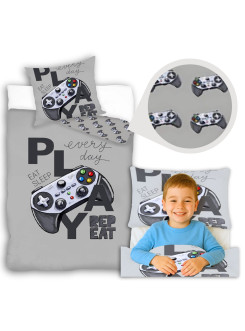 POŚCIEL MŁODZIEŻOWA 140x200 DLA GRACZA PAD SZARA NB1421