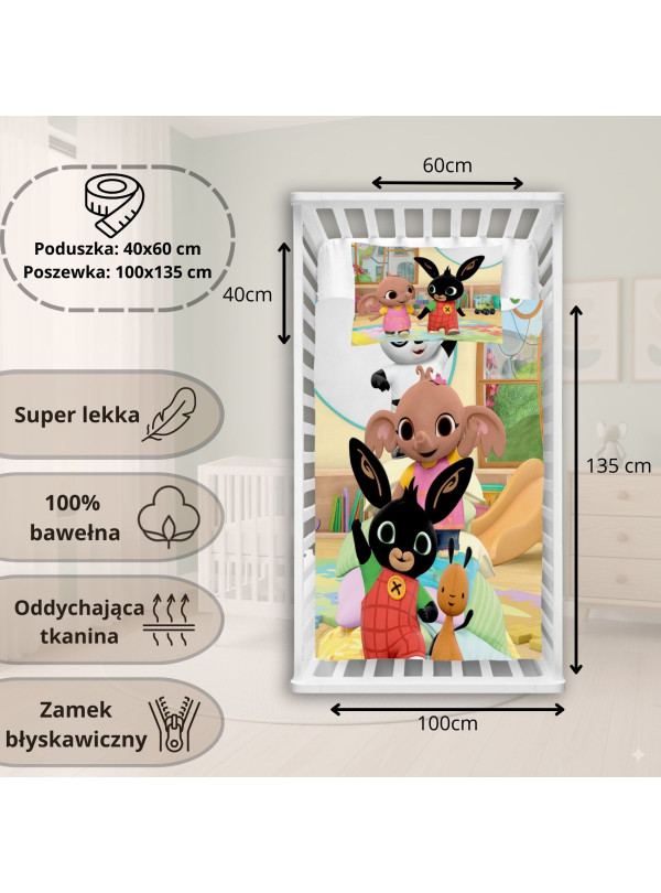 POŚCIEL DO ŁÓŻECZKA 100x135 DLA DZIECI KRÓLIK BING BG-063