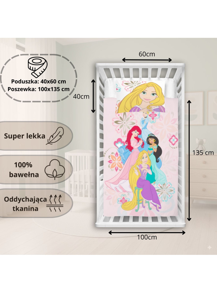 POŚCIEL DO ŁÓŻECZKA 100x135 cm KSIĘŻNICZKI DISNEYA PR-39