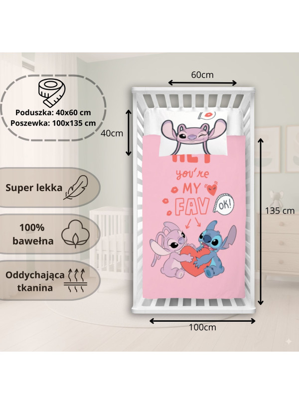 POŚCIEL DO ŁÓŻECZKA 100x135 cm LILO I STITCH LS-319