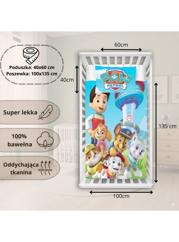 POŚCIEL DO ŁÓŻECZKA 100x135 PSI PATROL PP1015