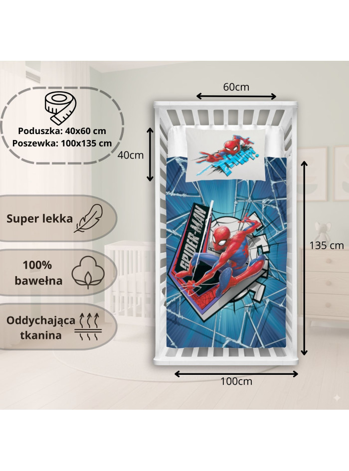 POŚCIEL DO ŁÓŻECZKA 100x135 cm SPIDERMAN SPD-148 POŚCIEL DO ŁÓŻECZKA 100x135 cm SPIDERMAN SPD-148