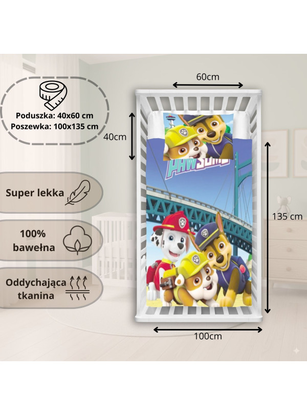 POŚCIEL DO ŁÓŻECZKA 100x135 PSI PATROL PP1053