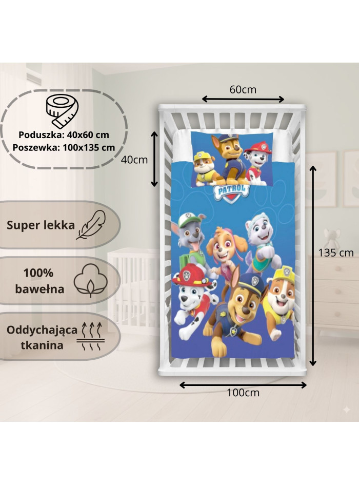 POŚCIEL DO ŁÓŻECZKA 100x135 PSI PATROL PP1017