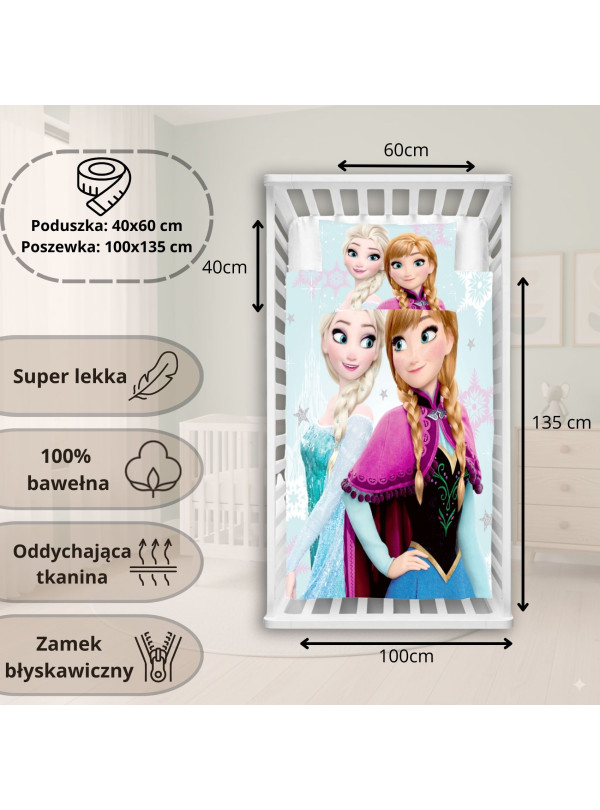 POŚCIEL DO ŁÓŻECZKA 100x135 cm FROZEN ELSA ANNA SIOSTRY