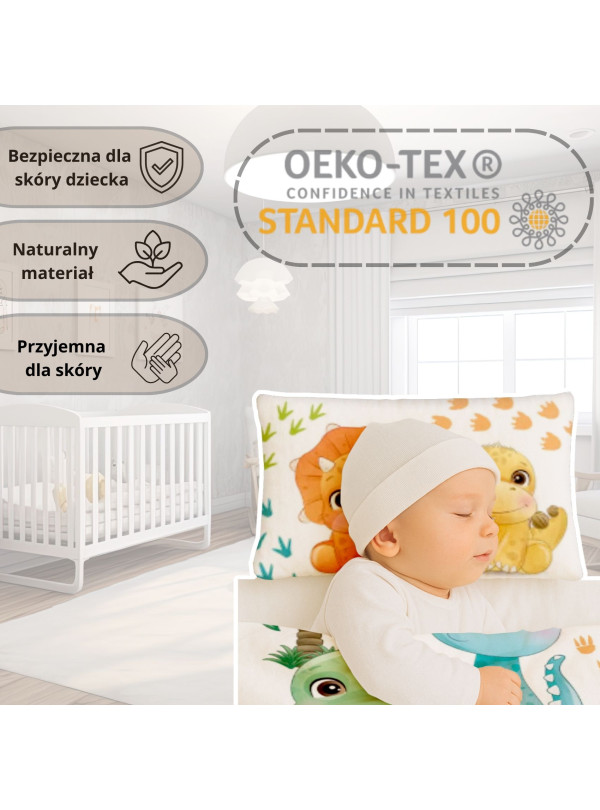 POŚCIEL DO ŁÓŻECZKA 100x135 KOLOROWE DINOZAURY DINO_02