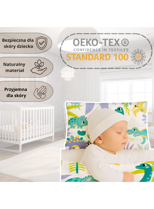 POŚCIEL DO ŁÓŻECZKA 100x135 KOLOROWE DINOZAURY DINO_04