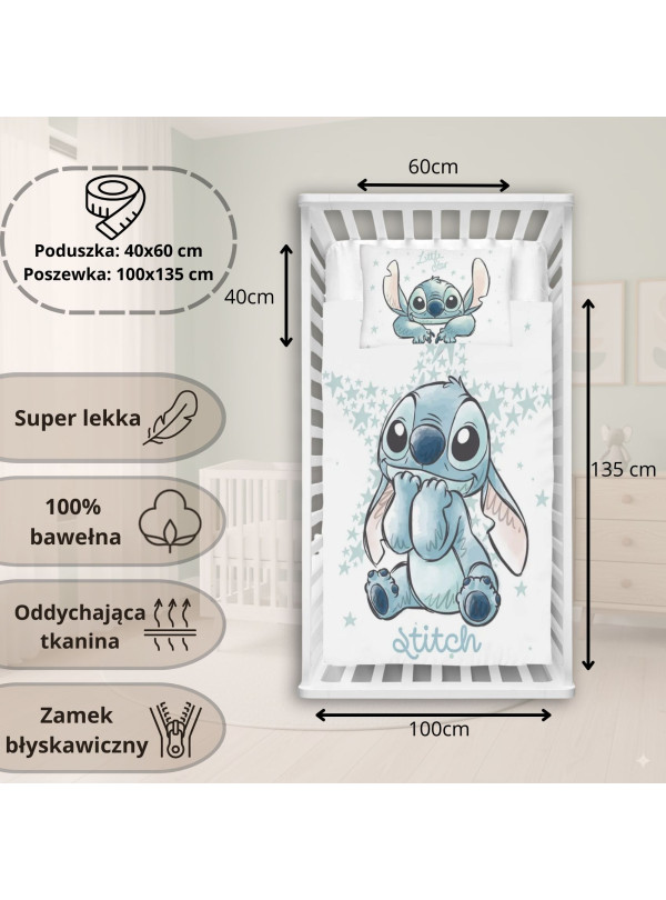 POŚCIEL DO ŁÓŻECZKA 100x135 LILO I STITCH SŁODZIAK