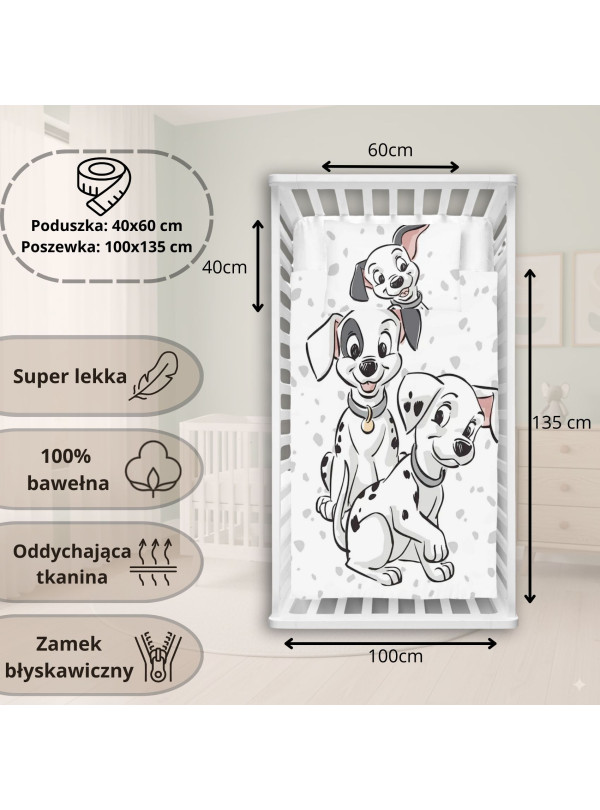 POŚCIEL DO ŁÓŻECZKA 100x135 101 DALMATYŃCZYKÓW DL_03