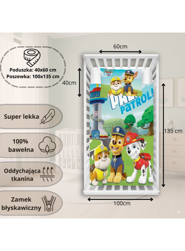 POŚCIEL DO ŁÓŻECZKA 100x135 PSI PATROL PP121