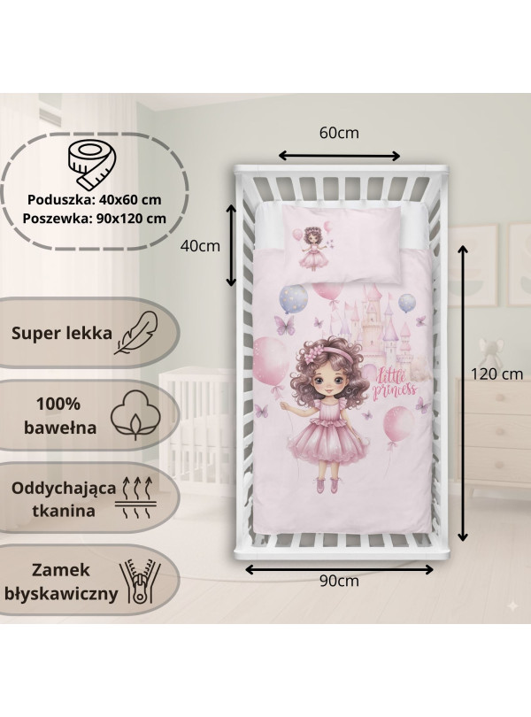 POŚCIEL DO ŁÓŻECZKA 90x120 KSIĘŻNICZKA RÓŻOWA 5141_A
