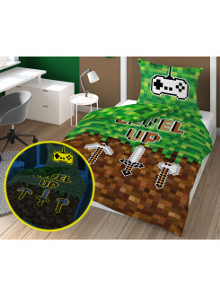 POŚCIEL 160x200 ŚWIECĄCA W CIEMNOŚCI LEVEL UP