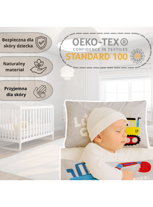 POŚCIEL DO ŁÓŻECZKA 90x120 ZIELONA KOPARKA 3956_B