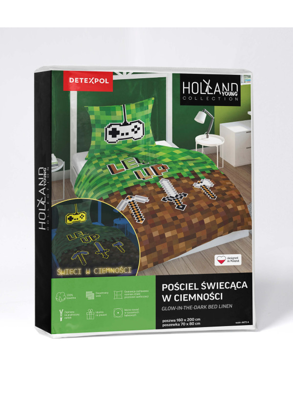 POŚCIEL 160x200 ŚWIECĄCA W CIEMNOŚCI LEVEL UP