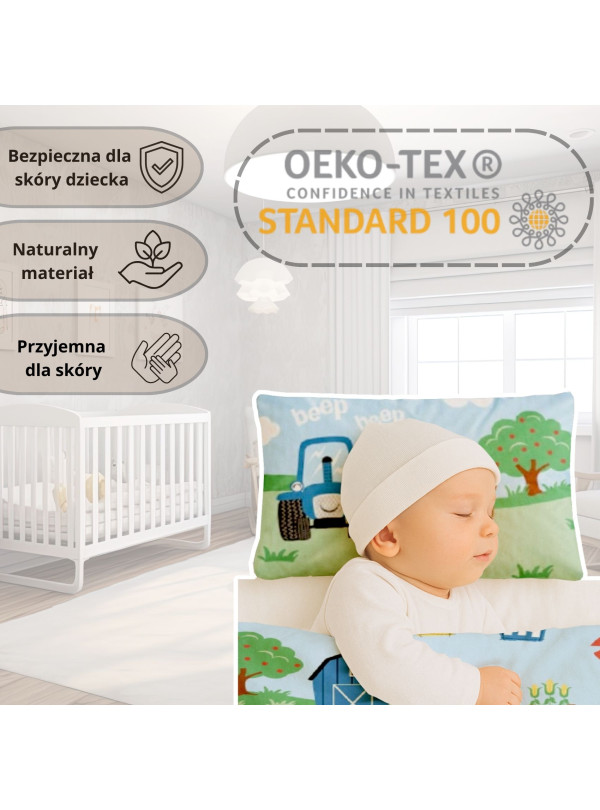 POŚCIEL DO ŁÓŻECZKA 100x135 FARMA NIEBIESKI TRAKTOR 4278_A