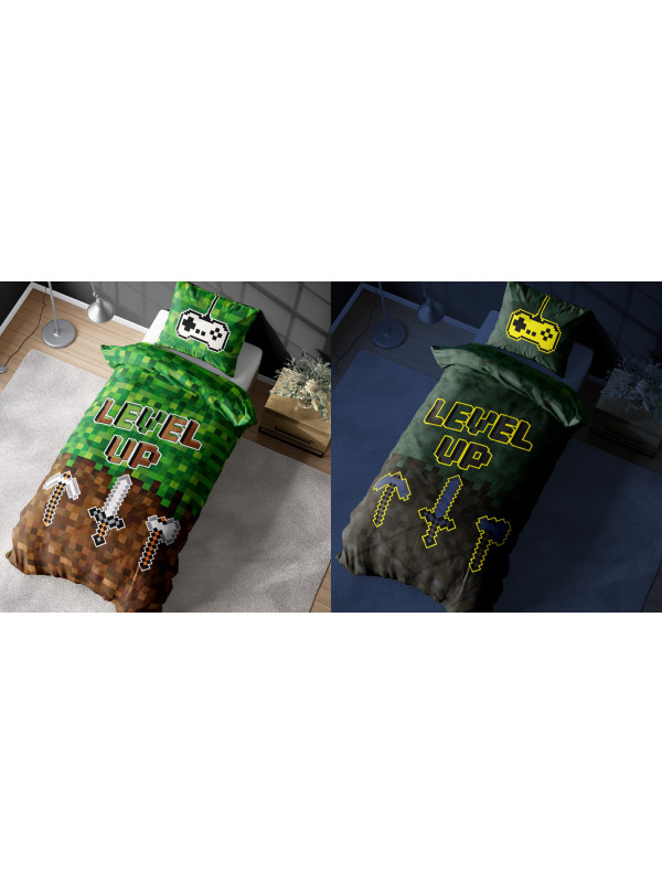 POŚCIEL 160x200 ŚWIECĄCA W CIEMNOŚCI LEVEL UP