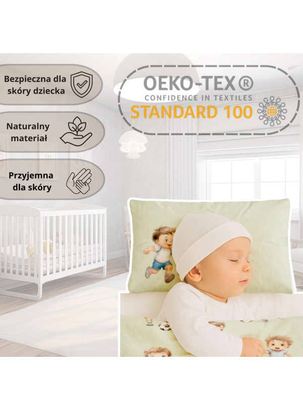 POŚCIEL DO ŁÓŻECZKA 90x120 ZIELONA PIŁKA NOŻNA 5142_B