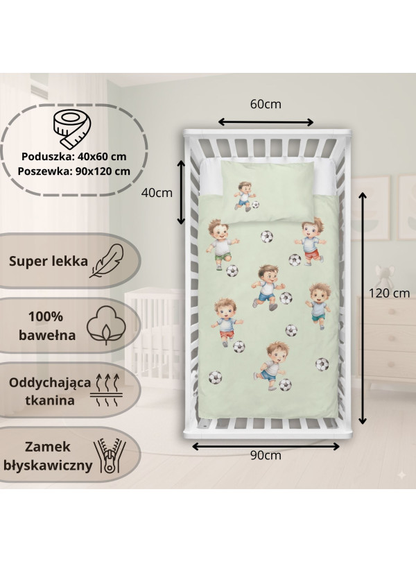 POŚCIEL DO ŁÓŻECZKA 90x120 ZIELONA PIŁKA NOŻNA 5142_B