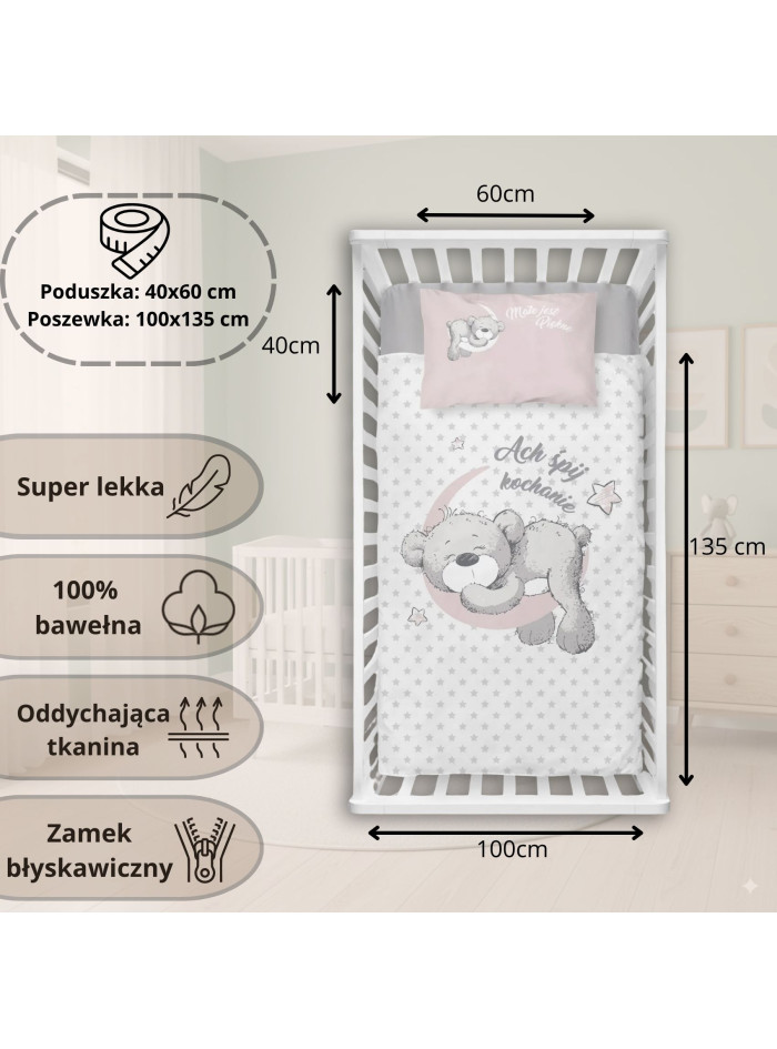 POŚCIEL DO ŁÓŻECZKA 100x135 SŁODKI MISIU 3944_B
