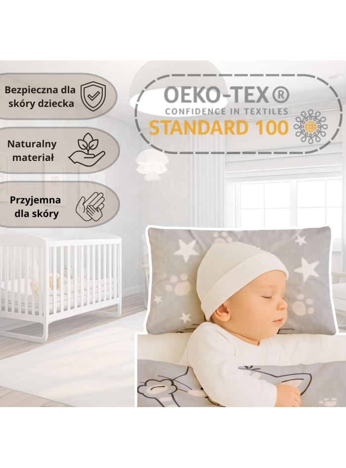 POŚCIEL DO ŁÓŻECZKA 90x120 KOTEK SZARY 4992_B