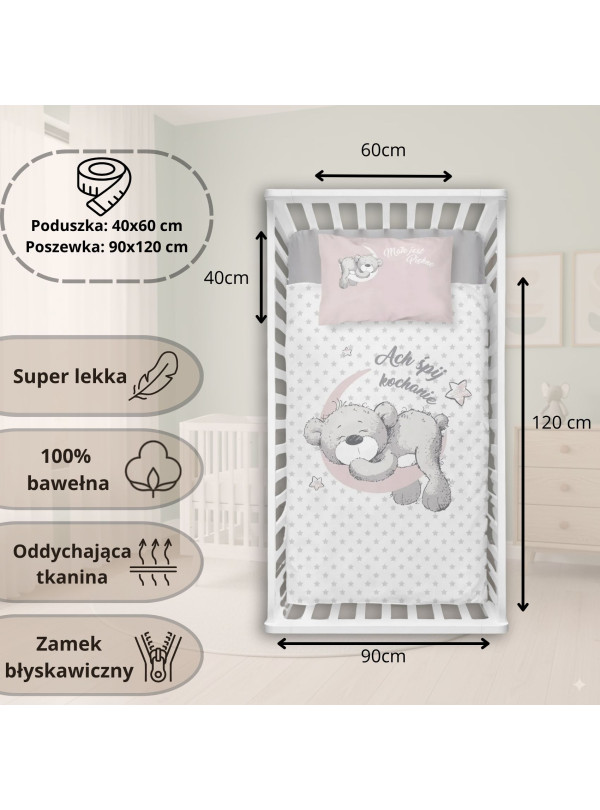 POŚCIEL DO ŁÓŻECZKA 90x120 SŁODKI MISIU 3944_B