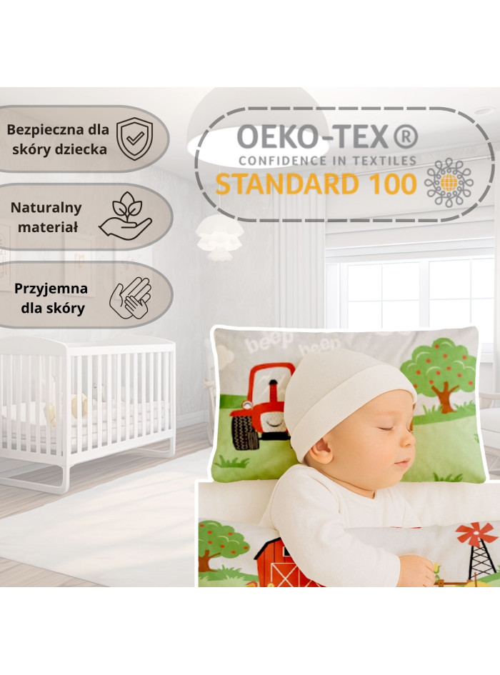 POŚCIEL DO ŁÓŻECZKA 90x120 FARMA CZERWONA TRAKTOR 4278_B