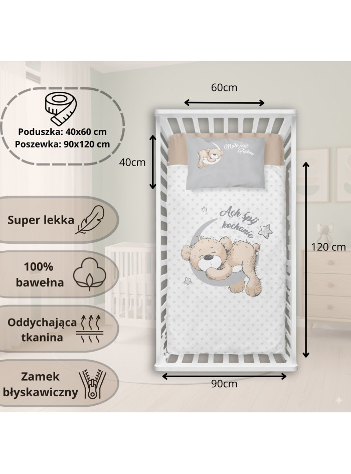 POŚCIEL DO ŁÓŻECZKA 90x120 SŁODKI MISIU 3944_A