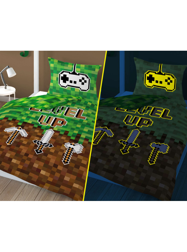 POŚCIEL 140x200 ŚWIECĄCA W CIEMNOŚCI LEVEL UP