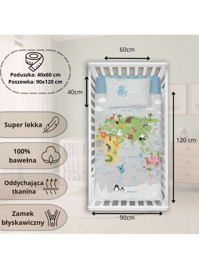 POŚCIEL DO ŁÓŻECZKA 90x120 ZWIERZĘTA 3961_B