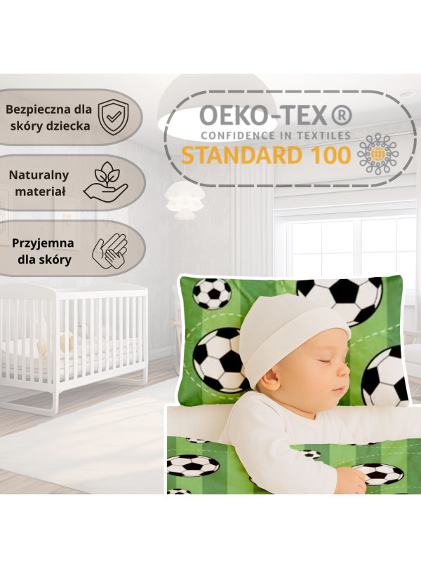 POŚCIEL DO ŁÓŻECZKA 90x120 ZIELONA PIŁKA NOŻNA 5138_A