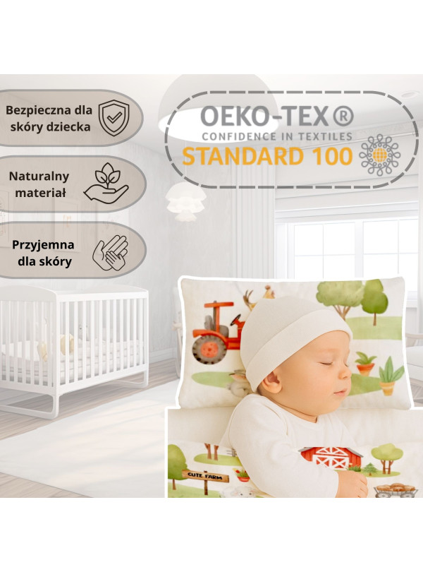 POŚCIEL DO ŁÓŻECZKA 90x120 CZERWONA MAŁA FARMA 4999_A