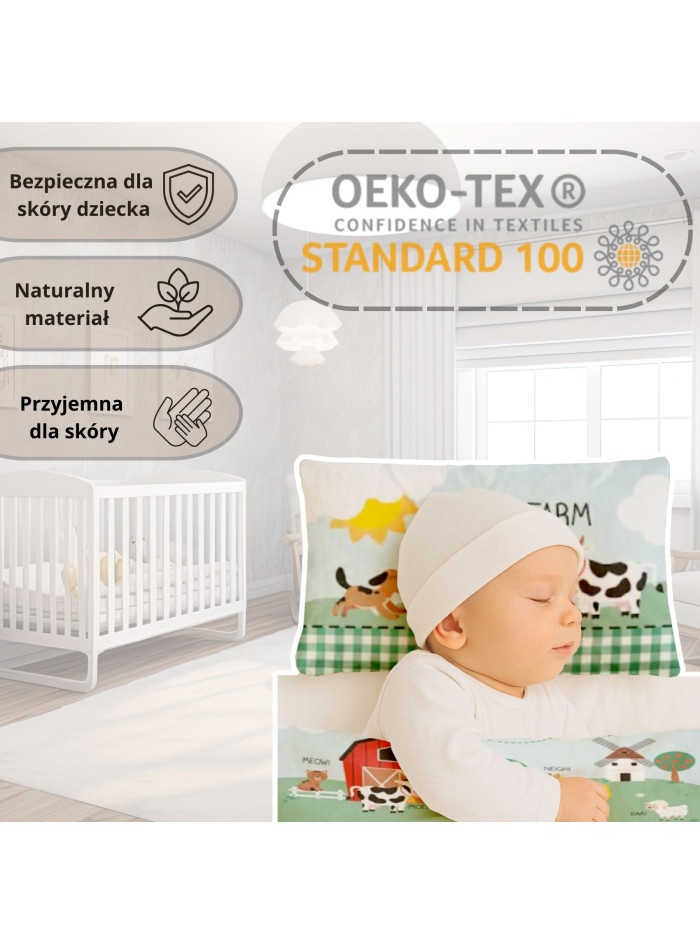POŚCIEL DO ŁÓŻECZKA 90x120 CZERWONA MAŁA FARMA 4991_A