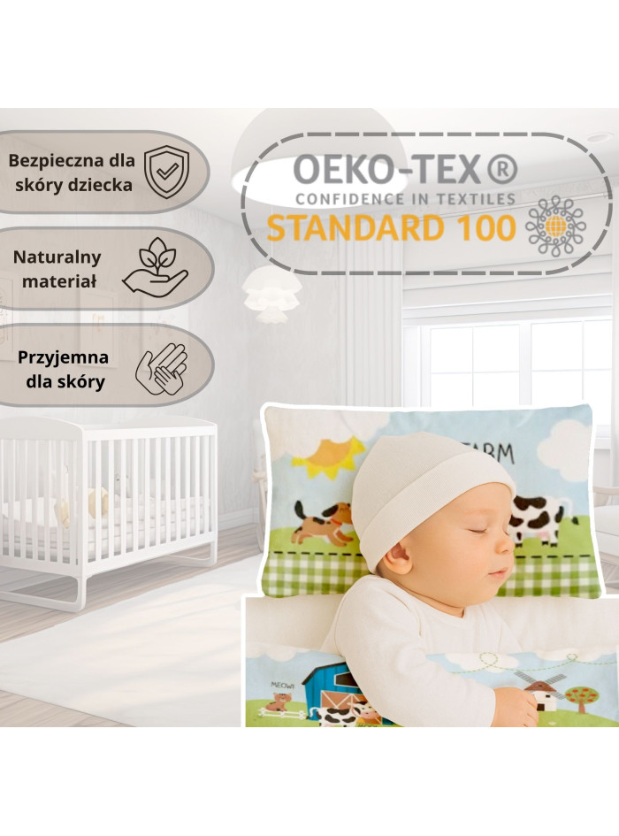 POŚCIEL DO ŁÓŻECZKA 90x120 NIEBIESKA MAŁA FARMA 4991_B