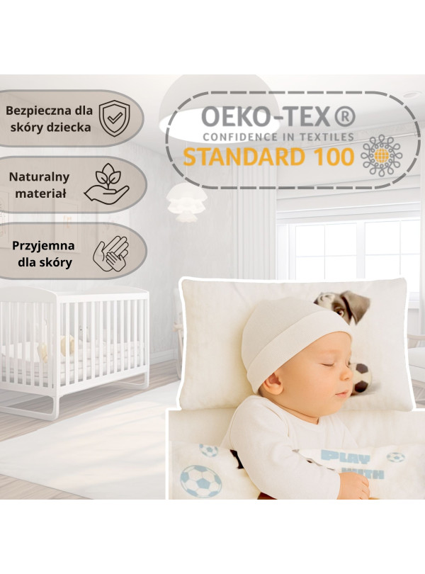 POŚCIEL DO ŁÓŻECZKA 90x120 NIEBIESKA PIŁKA NOŻNA PIESKI 5002_A