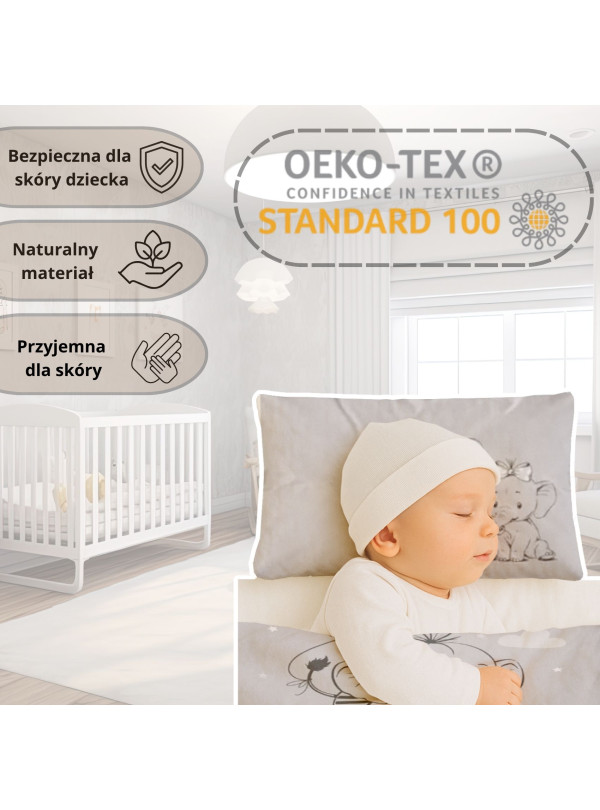 POŚCIEL DO ŁÓŻECZKA 90x120 SŁONIĄTKA SZARA